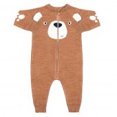 Комбинезон для мальчика вязаный Мишка на молнии рост 62-86, коричневый