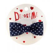 Заколка для волос "DecoreMe" Бант в горох 7см синий 2-718/02