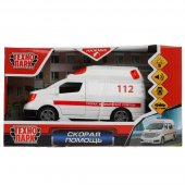 Машина Технопарк Скорая 12,5 см, со светом и звуком арт.2006C236-R-A
