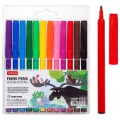 Фломастеры Hatber Colora 12 цветов круглые, вентилируемый колпачок, блистер