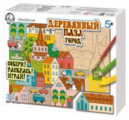 Пазл деревянный "Город" 29х20см 35 элементов арт.02821