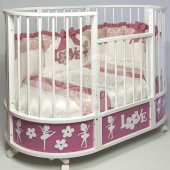 Кровать Островок уюта EVA декор балет, поперечный маятник, колесо, цвет розовый/белый Кровать Островок уюта EVA декор балет, поперечный маятник, колесо, цвет розовый/белый