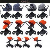 Рант Коляска детская "OMEGA"  2в1 с рождения, поворот сиденья 360 градусов