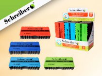 Губка для доски Shreiber прямоугольная магнитная 4 цвета 13*6см S 1905