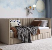 Мягкая кровать Келли 180х90 см бежевая