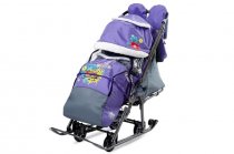 Санки-коляска Galaxy kids 1-1 Plus 2 медведя на санях, фиолетовый