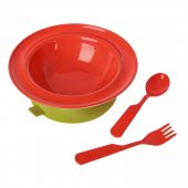 Тарелка на присоске с ложкой и вилкой Бусинка арт.134