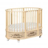 Кровать Островок уюта EVA декор розарий, поперечный маятник, колесо, цвет слоновая кость Кровать Островок уюта EVA декор розарий, поперечный маятник, колесо, цвет слоновая кость