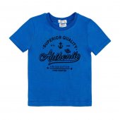 Футболка интерлок с принтом размер 98-122, васильковый арт 1310-10 