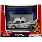 Игровой набор Технопарк Гараж Полиция ВАЗ-2106 арт.GARAGESMA-20PLFRI-LAD