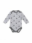 Боди интерлок для мальчика Linas baby Мордочки рост 56-80 см длинный рукав цвет серый