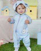 Комбинезон "Зайка" с капюшоном и ушками голубой р.62-86см арт.к802 Комбинезон "Зайка" с капюшоном и ушками голубой р.62-86см арт.к802