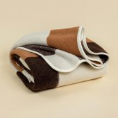 Плед Колористика 155*200 см из шерсти мериноса, орнамент коричневый