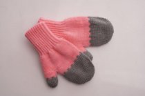 Варежки "До-ре-ми" х/б подклад, бесшовные, цвет розовый/серый