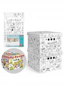 Валиант Короб-раскраска картонный, складной, малый, 25*33*18.5 см, набор 2 шт., ПТИЧКИ