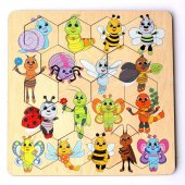 Пазл - вкладыш деревянный Занимательные соты - Букашки арт.00784 Пазл - вкладыш деревянный Занимательные соты - Букашки арт.00784