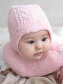 Шапка-шлем зимняя Плетеночка хб подклад, с утеплителем светло-розовый