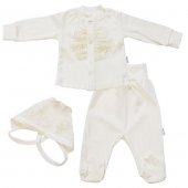 Папитто Комплект на выписку 4 предмета для мальчика цвет: экрю 56, 62 см арт.37-5063