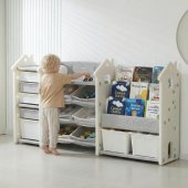 Стеллаж для игрушек и книг UNIX Kids Сastle / Замок серый