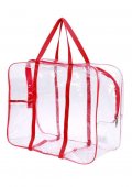 Сумка в роддом 33х53х24см ПВХ прозрачная, лента по всему изделию, 2 бегунка, красный Сумка в роддом 33х53х24см ПВХ прозрачная, лента по всему изделию, 2 бегунка, красный