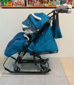 Санки-коляска Galaxy kids LUXE 5-1 лен бирюзовый