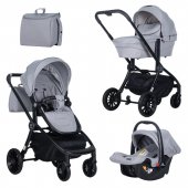 Коляска 3 в 1 Farfello Baby shell серый на черной раме