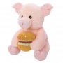 Мягкая игрушка "Поросенок Обжора с гамбургером", 23 см