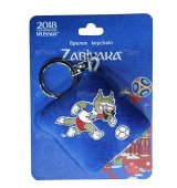 Брелок-подушечка плюшевый с термопринтом  Zabivaka Running 6*6 на карте 9*12 см FIFA-2018
