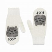 Варежки двойные Кот размер 14, белый/серый арт.6с277 Варежки двойные Кот размер 14, белый/серый арт.6с277
