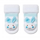 Носки CONTE-KIDS SOF-TIKI с мордашками "Зайка" р.8, 10 белый/голубой