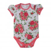 Боди BONITO KIDS р.68-86 см серый/цветочки арт.OP1370