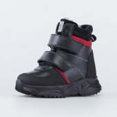 Ботинки зимние для мальчика , нат. кожа , цвет черно-красный , размеры с 25 по 29 Ботинки зимние для мальчика , нат. кожа , цвет черно-красный , размеры с 25 по 29