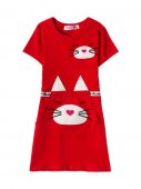 Платье для девочек "Meow scarlet" алый, 3-7 лет арт.BZ201