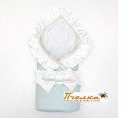 Одеяло - конверт с уголком и бантом мятное108 х 108 см LoveBabyToys