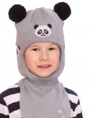 Шапка-шлем зимняя Панда р.48-54 серый, черный, белый арт.21101-05 Шапка-шлем зимняя Панда р.48-54 серый, черный, белый арт.21101-05