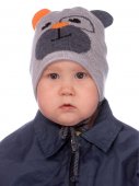 Шапка Niko Мишка р.44-50 на завязках, серый арт.20202-10 Шапка Niko Мишка р.44-50 на завязках, серый арт.20202-10