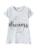 Футболка для девочек "Dreams grey" серый, 5-9 лет арт.BZ204 Футболка для девочек "Dreams grey" серый, 5-9 лет арт.BZ204
