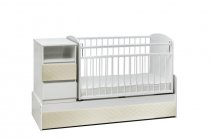 Кровать-трансформер Дива Премиум экокожа слоновая кость/белый, поперечный маятник