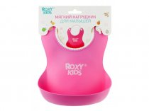 Нагрудник Roxy Kids мягкий с кармашком и застежкой арт.RB-401Y (розовый)