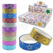 Декоративная клейкая лента KWELT d=4,5см, 3м, ассорти, с блестками